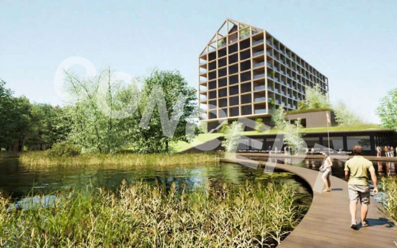Impressie van het toekomstig Van der Valk hotel in het Neckerhout (Kom A7 / Beusebos)
