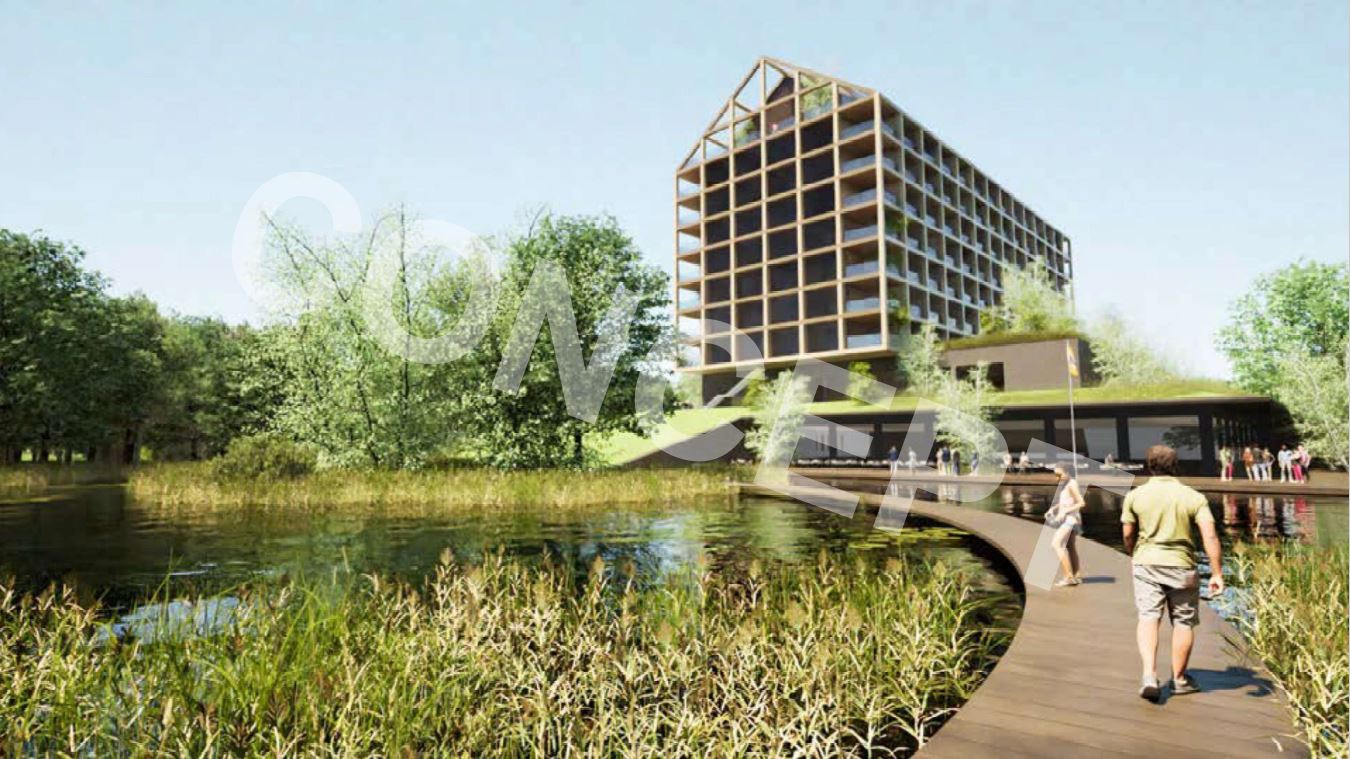 Impressie van het toekomstig Van der Valk hotel in het Neckerhout (Kom A7 / Beusebos)